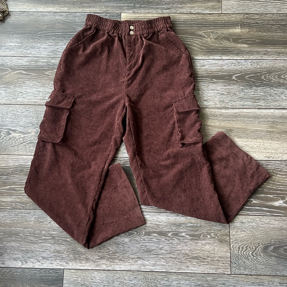 Men's Brown Corduroy Cargo Pants
